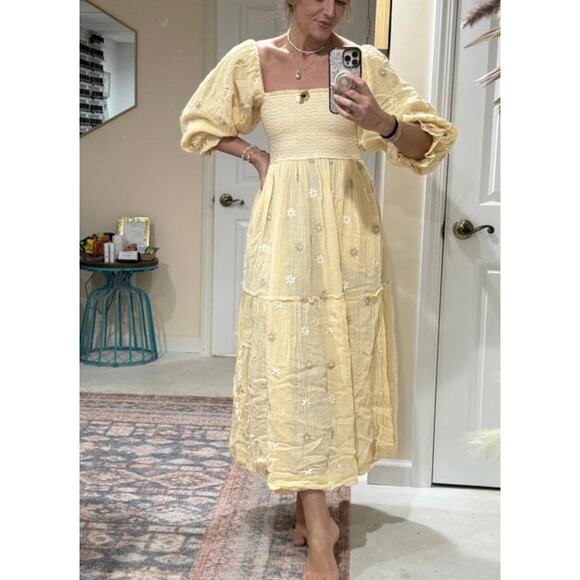 NWT Free People Dahlia Embroidered Maxi Dress, Large $168 - Picture 3 of 6